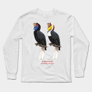 Wreathed hornbill | Rhyticeros undulatus ⚥ Long Sleeve T-Shirt